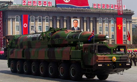 A North Korean missile vehicle in Pyongyang