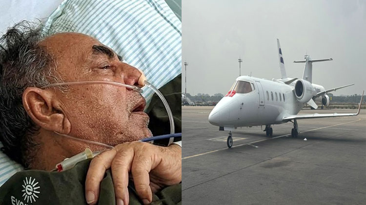মির্জা আব্বাসকে নিয়ে সিঙ্গাপুরের উদ্দেশে ঢাকা ছাড়লো এয়ার অ্যাম্বুলেন্স