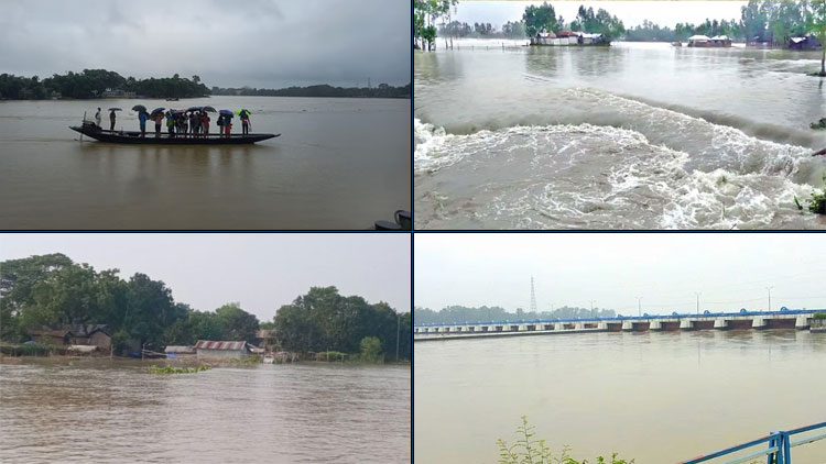 টানা বৃষ্টি ও উজানের ঢলে বাড়ছে নদ-নদীর পানি, সুনামগঞ্জ ও তিস্তা অববাহিকায় বন্যার শঙ্কা